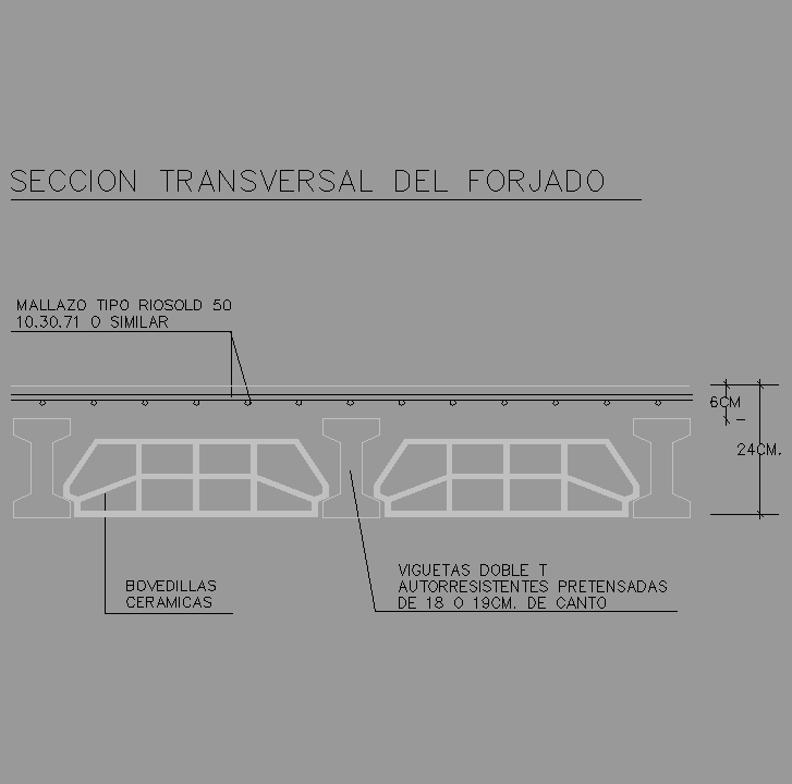 Bloque Autocad Sección transversal de forjado